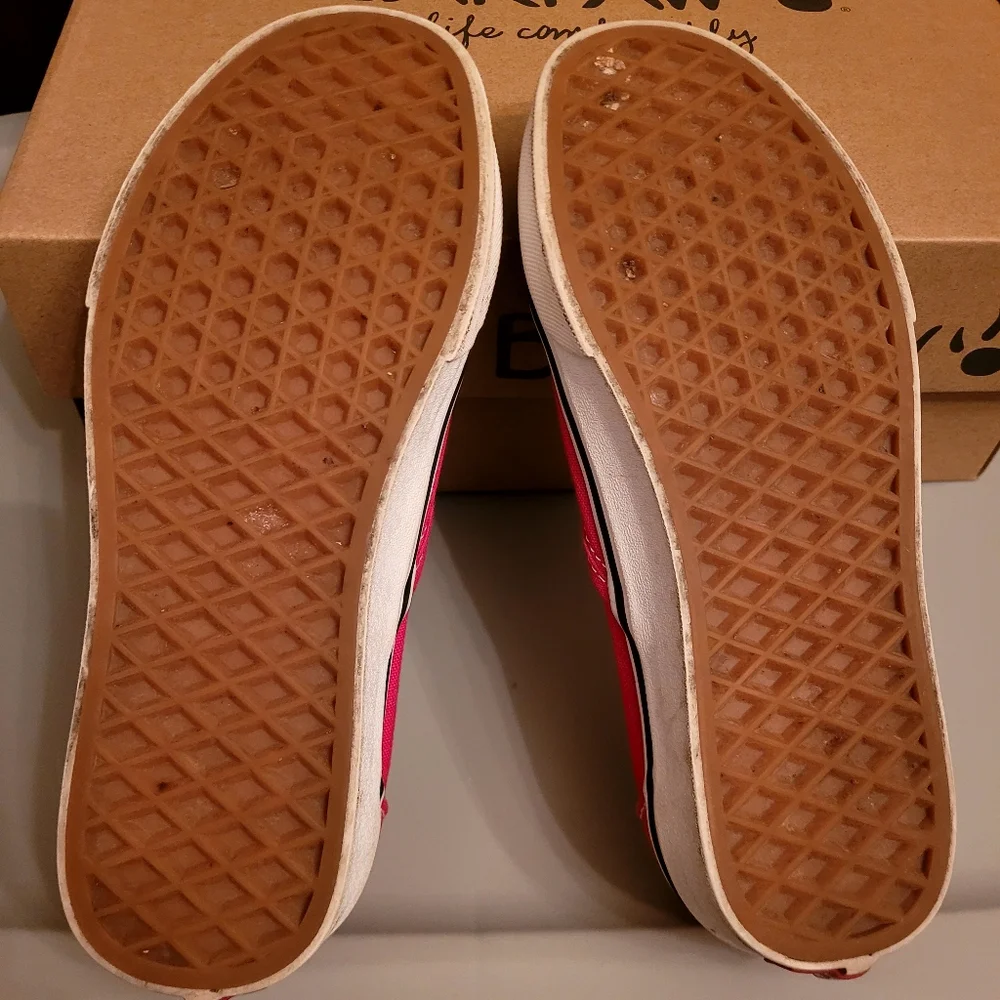 Vans Red Flame Checkered Slip-Ons, Size 6 Women - Picture 2 of 3
